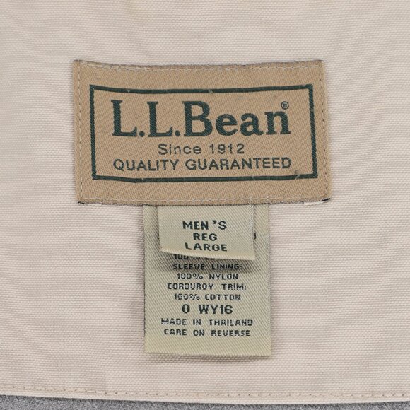 VINTAGE L.L.BEAN Men's Field Coat Barn Canvas Jacket Tan Corduroy Collar Size L - Picture 8 of 9